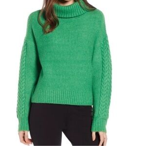 Something Navy Green Cable Knit Women's Sweater
